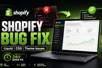 fix shopify store issues, customize liquid code and errors