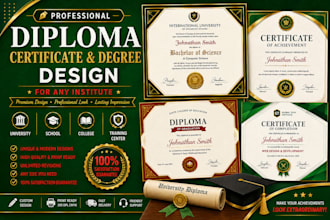 design professional diploma, school, college diploma, certificate, award, degree
