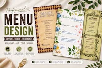 design professional menu for your restaurant, cafe or bakery