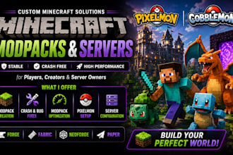 create minecraft modpack server builder pixelmon survival forge fabric mod pvp