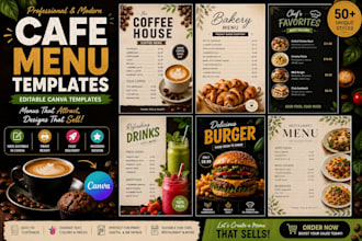 create cafe menu templates, canva design, food poster, editable