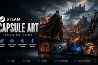 design steam event banners and promotional artwork