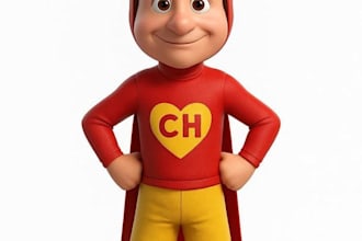 design cute 3d character, mascot, animal, cartoon model for game and animation