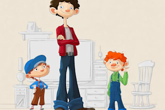 draw cartoon character flat design illustration