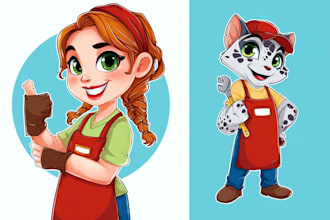 create custom kawaii character, mascot or sticker set