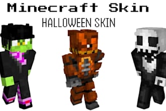 create a custom minecraft halloween skin HD  spooky outfits ghost witch pumpkin