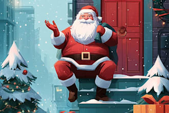 draw cute cartoon christmas illustration art for cards and gifts