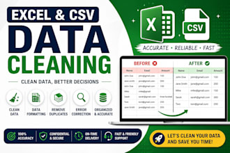 clean, format, and organize excel or CSV data
