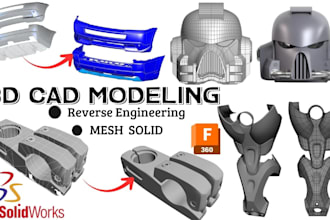 do reverse engineer 3d cad model using solidworks, 3d scan or mesh to step stl