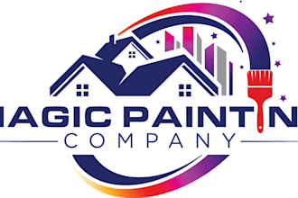 design modern painting, home painting, and paint roller logo
