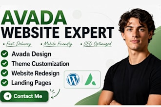 build, redesign avada wordpress website, avada theme customization, landing page