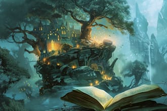 draw fantasy book cover, illustration