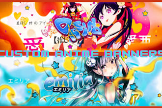 draw custom anime chibi vtuber banner header for youtube twitch discord kick