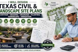 create texas civil landscape site plan, contour, planting, hardscape, irrigation