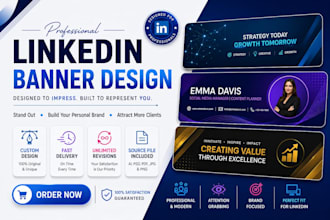 design a professional linkedin banner, cover and profile background