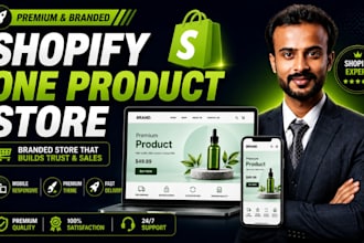 build branded shopify one product store and dropshipping website