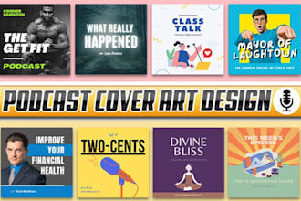 design a logo banner and cover assets for your podcast