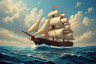 create ship oil painting of you idea