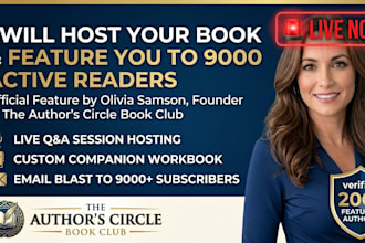 host your book and feature you to 9000 active readers in my book club