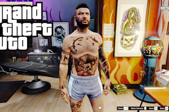 design realistic custom full body tattoos and chain for fivem peds