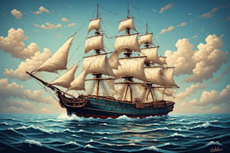 create ship oil painting for you