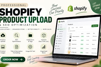 upload shopify products, product listings and SEO optimization