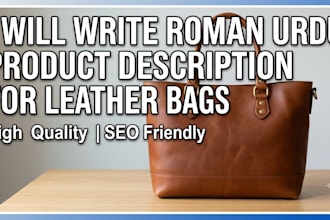 write roman urdu product description for leather bags