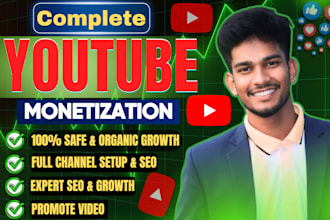 complete youtube channel monetization and organic promotion