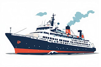draw a detailed vector boat or ship