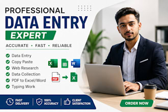 be your data entry expert for excel, typing and web research