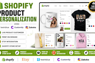 setup shopify teeinblue customily zakeke product personalization etsy pod store