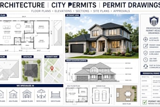 city permit blueprints architect, 2d floor plan, house, patio, adu, garage, deck