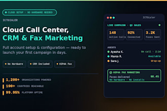 set up ictdialer cloud call center CRM and fax marketing platform