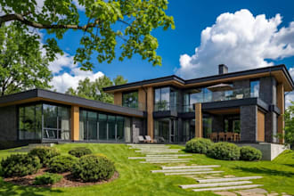 rezoning villa property visual,redesign interior, hillside residential building