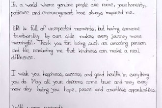 write custom handwritten letter, note, and massage