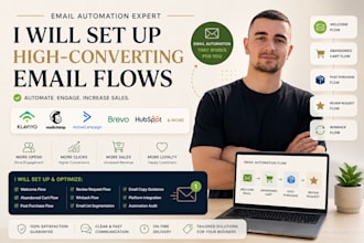 set up email automation flows in klaviyo,mailchimp and ac