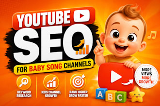 youtube SEO for baby song channels, keyword research kids channel growth manager