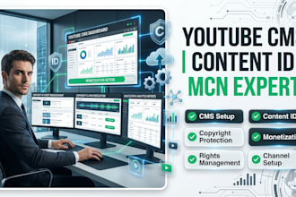 set up youtube cms, content id, mcn and yt monetization