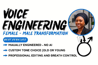 manually engineer a female voiceover to a male character voice for youtube