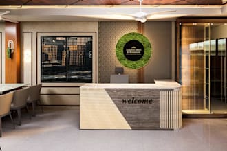 render luxury hotel interior,restaurant dining hall, reception layout,wall panel