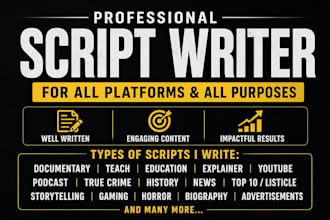 write engaging youtube video scripts for all genres