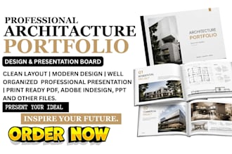 design a professional architecture portfolio and presentation board