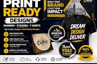 professionally create print ready files for banners, stickers, and t shirts