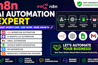 build n8n ai automation workflows, API integrations, gmail and google sheets