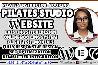 pilates studio website, pilates instructor website, pilates booking website