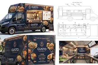 design professional food truck plan, layout and permit drawings