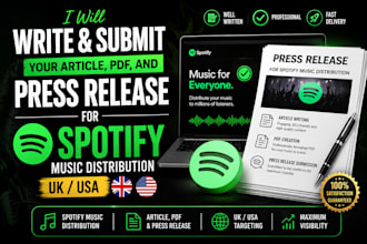 write and submit article PDF UK USA spotify music press release and distribution