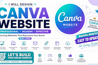 design canva website create landing page template portfolio resposive redesign