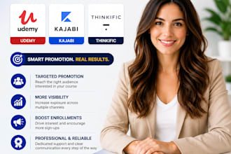 promote your udemy, kajabi and thinkific course to boost enrollments