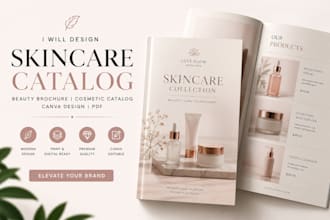 design skincare catalog, beauty brochure, cosmetic catalog canva PDF design